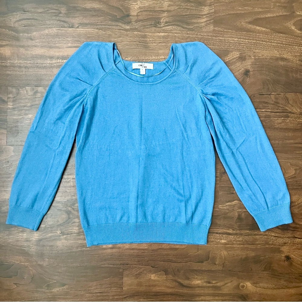 ONE 7 SIX Women Sweater Knit Long Sleeve Pullover Turquoise Women’s Size L